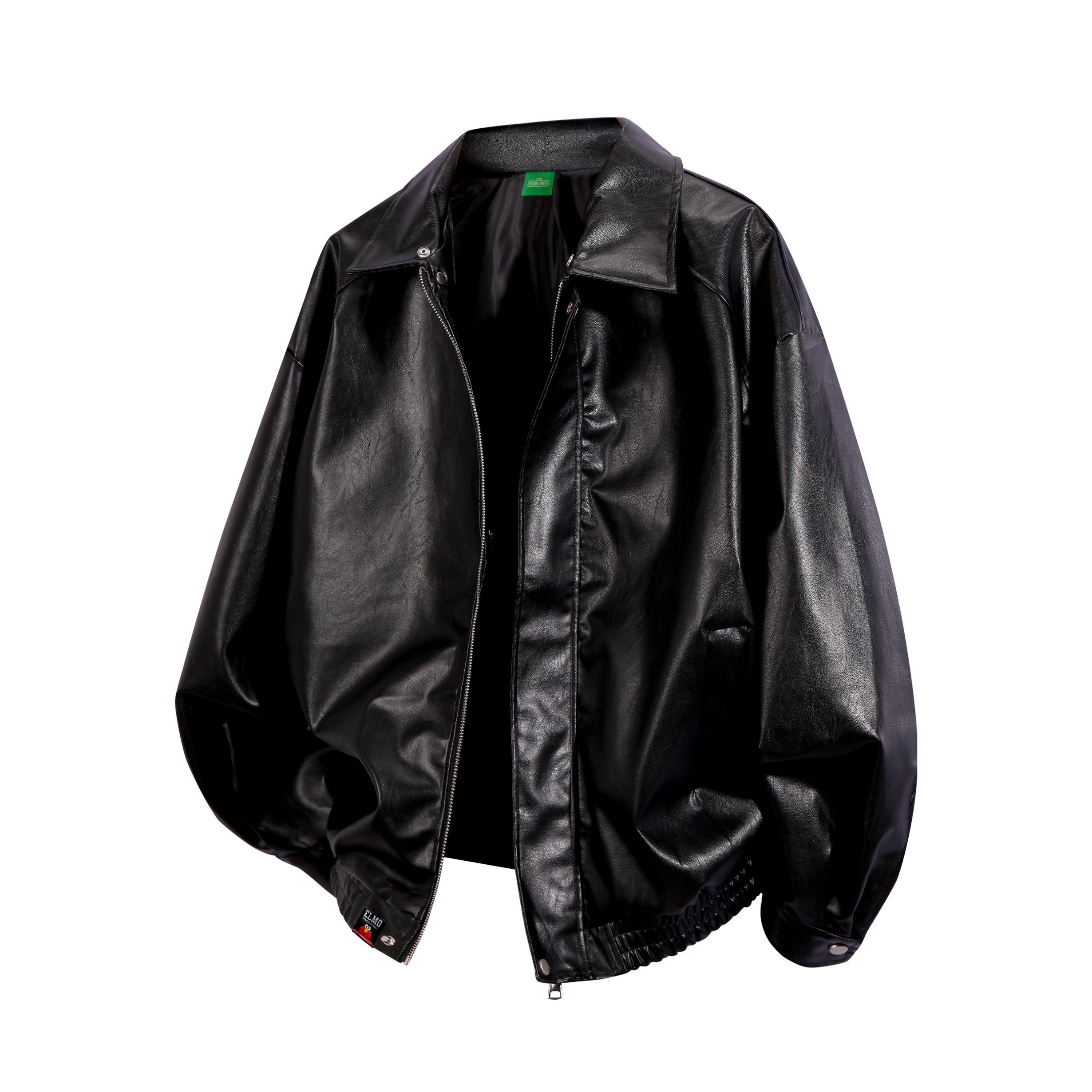 推荐商品：SESAME STREET/芝麻街  纯色防污透气工装皮衣 男女同款 77Q2499ZM 黑