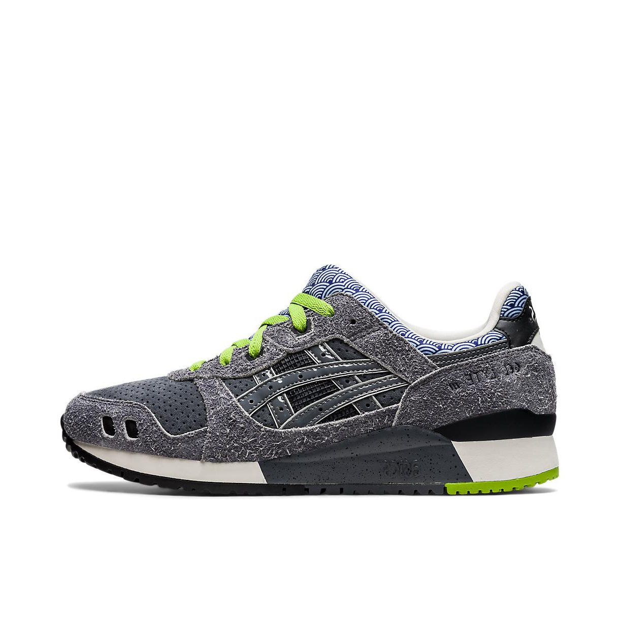 推荐商品：Asics/亚瑟士 Gel-Lyte 3 OG 减震回弹 耐磨防滑 舒适透气 合成革 缓震 复古 低帮 跑鞋 灰色/绿色/蓝色