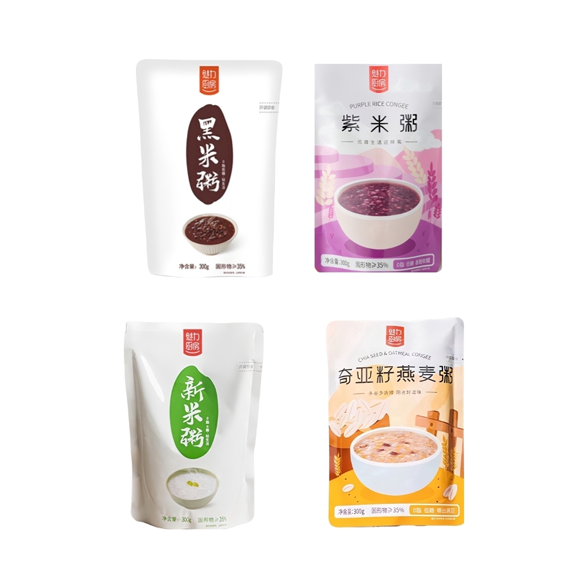 推荐商品：魅力厨房 速食粥 300g/袋  4口味组合