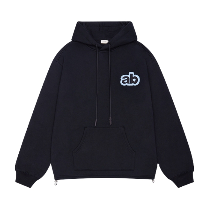 【马梦唯同款】Chinism X absorbrelease 联名字母刺绣冬奥绒加绒抽绳连帽套头卫衣 CN2342K2014 黑