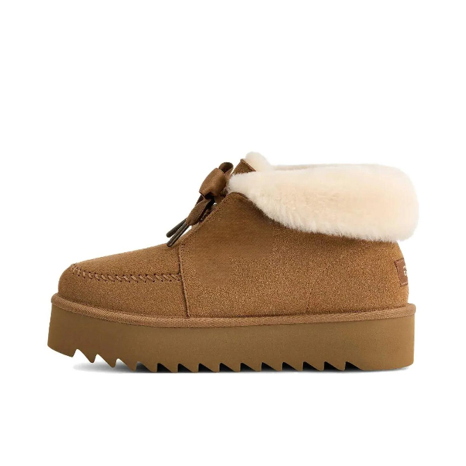 推荐商品：UGG 毛毛鞋 雪地靴 短靴保暖简约短筒系带 1174570 栗色