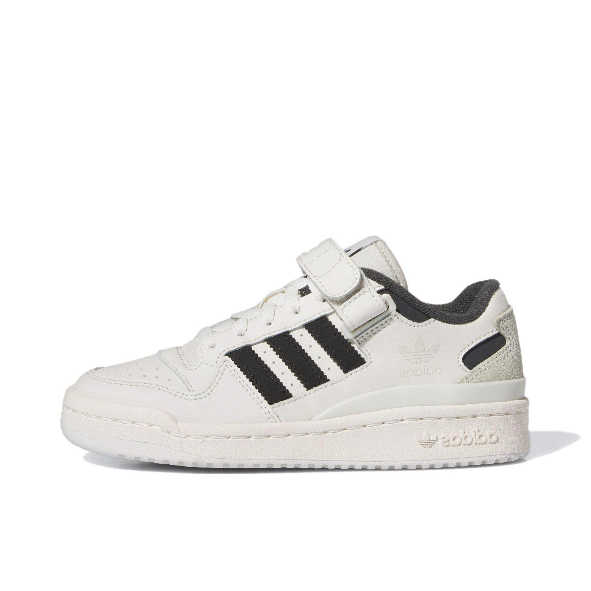 推荐商品：adidas Originals Forum 板鞋 轻便复古防滑时尚魔术贴篮球风薄底包裹性 大童/灰色/黑色