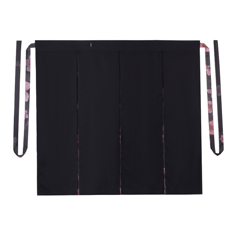 推荐商品：织造司 晚桃悠悠 宋制改良短褙子宋抹渐变印花三裥裙汉服 女装 黑/三裥裙