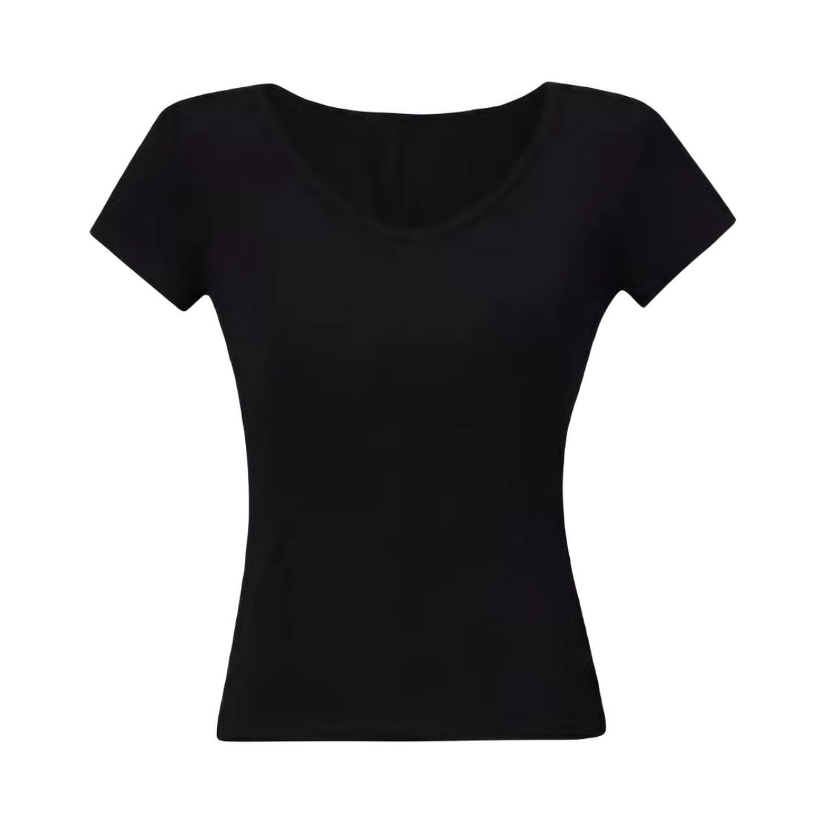 Forever21 纯色亲肤透气V领短袖T恤 女装 黑