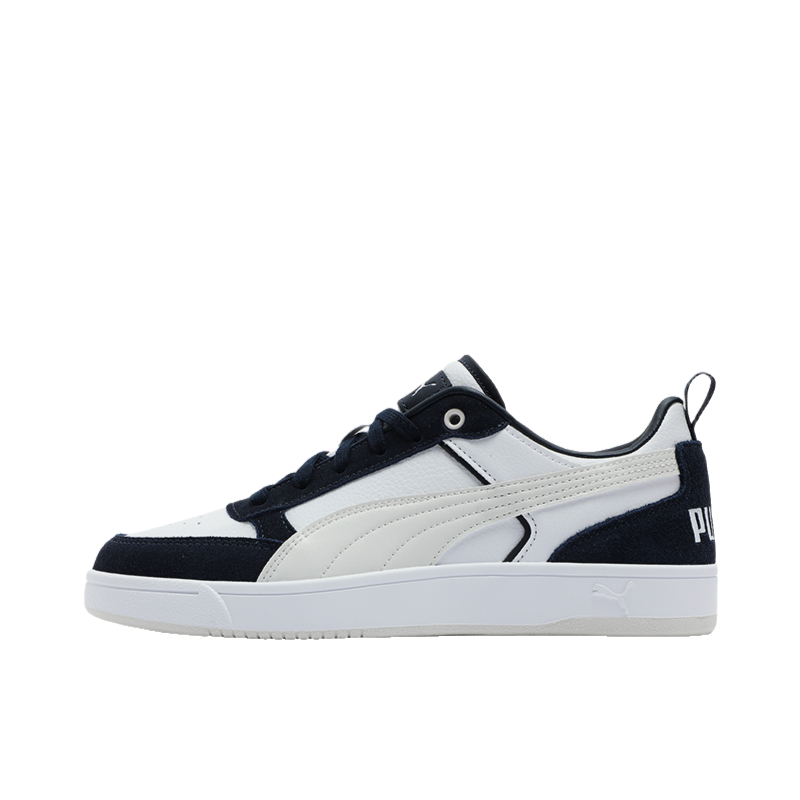 推荐商品：Puma/彪马 Dribble 小白鞋 板鞋 舒适低帮防滑耐磨复古百搭轻便 深蓝白/麂皮拼色