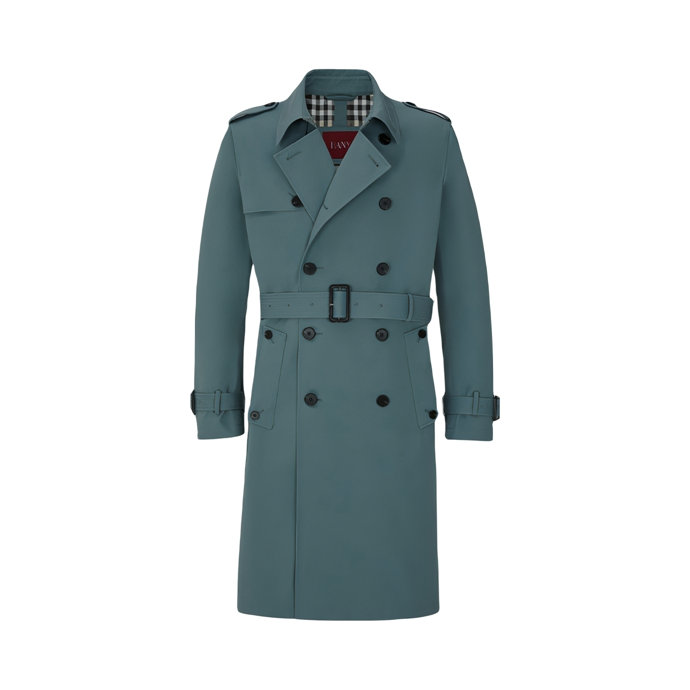 推荐商品：HANY/汉尼 德式防风商务双排扣翻领长款风衣 1974501 特洛斯灰蓝