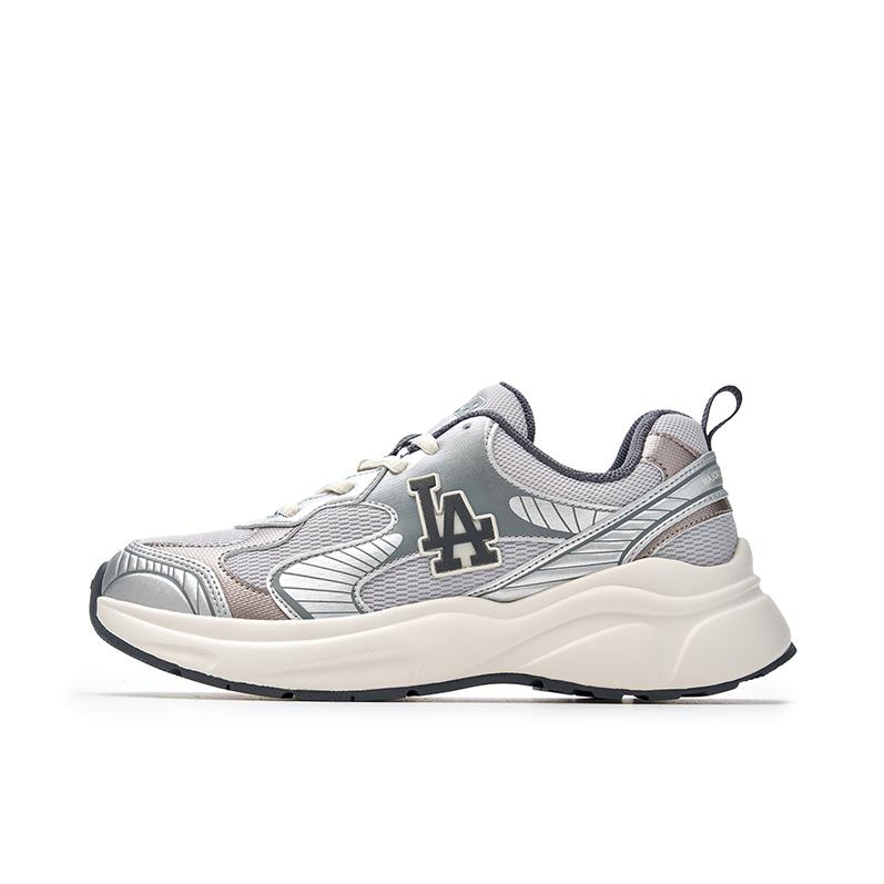 推荐商品：MLB Chunky Jogger 跑鞋 情侣复古增高百搭轻便防滑缓震 洛杉矶道奇队/浅灰色