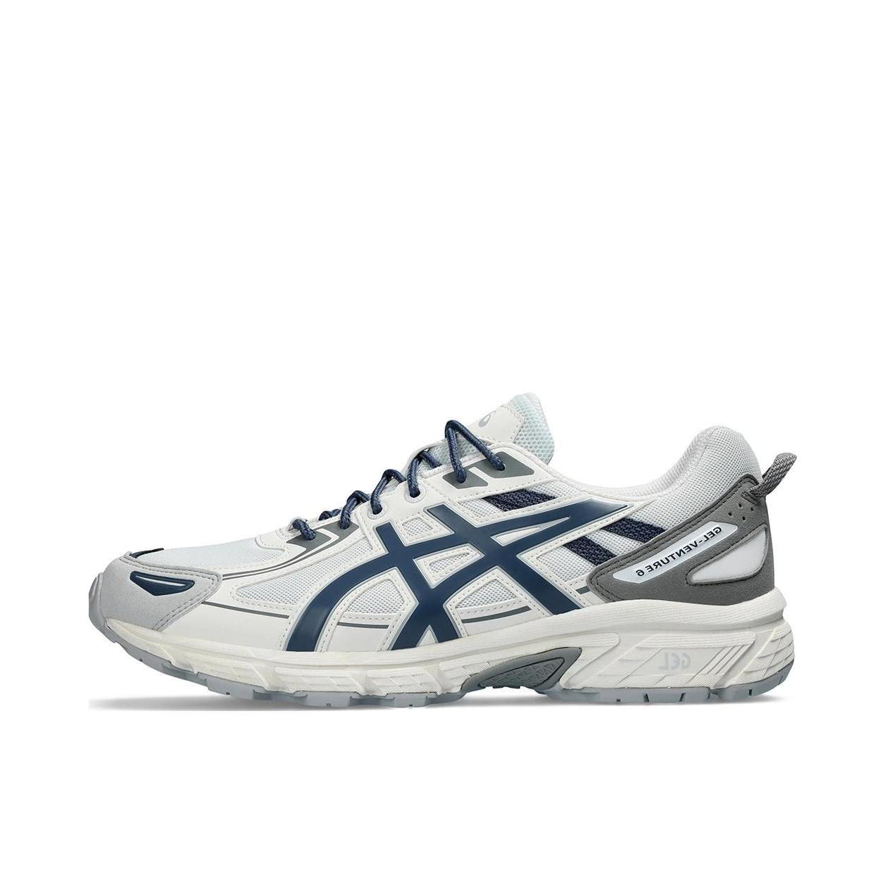 推荐商品：Asics/亚瑟士 Gel-Venture 6 跑鞋 防滑耐磨缓冲抓地减震回弹透气复古越野 白色/蓝色/灰色
