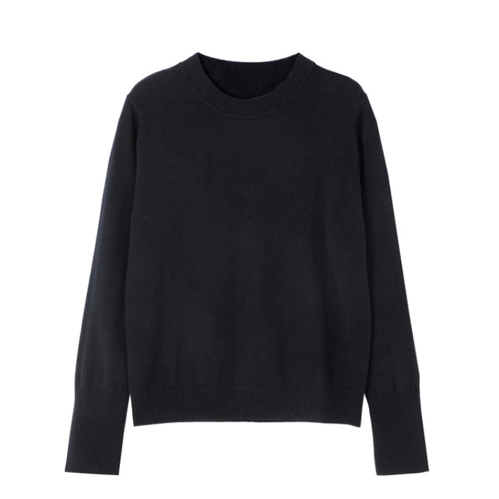 推荐商品：clothscenery/布景 全羊毛圆领修身套头毛衣 女装 BW94TH3242 黑/圆领