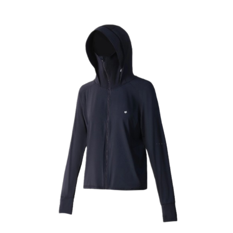 推荐商品：茉寻  纯色拉链透气冰钛原纱防晒衣 女装 MX103 黑色/插肩