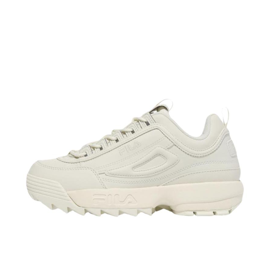 推荐商品：FILA/斐乐 Disruptor 2 防滑耐磨 减震 复古时尚 舒适运动 厚底增高 圆头 织物 合成革 老爹鞋 米色/浅白色 