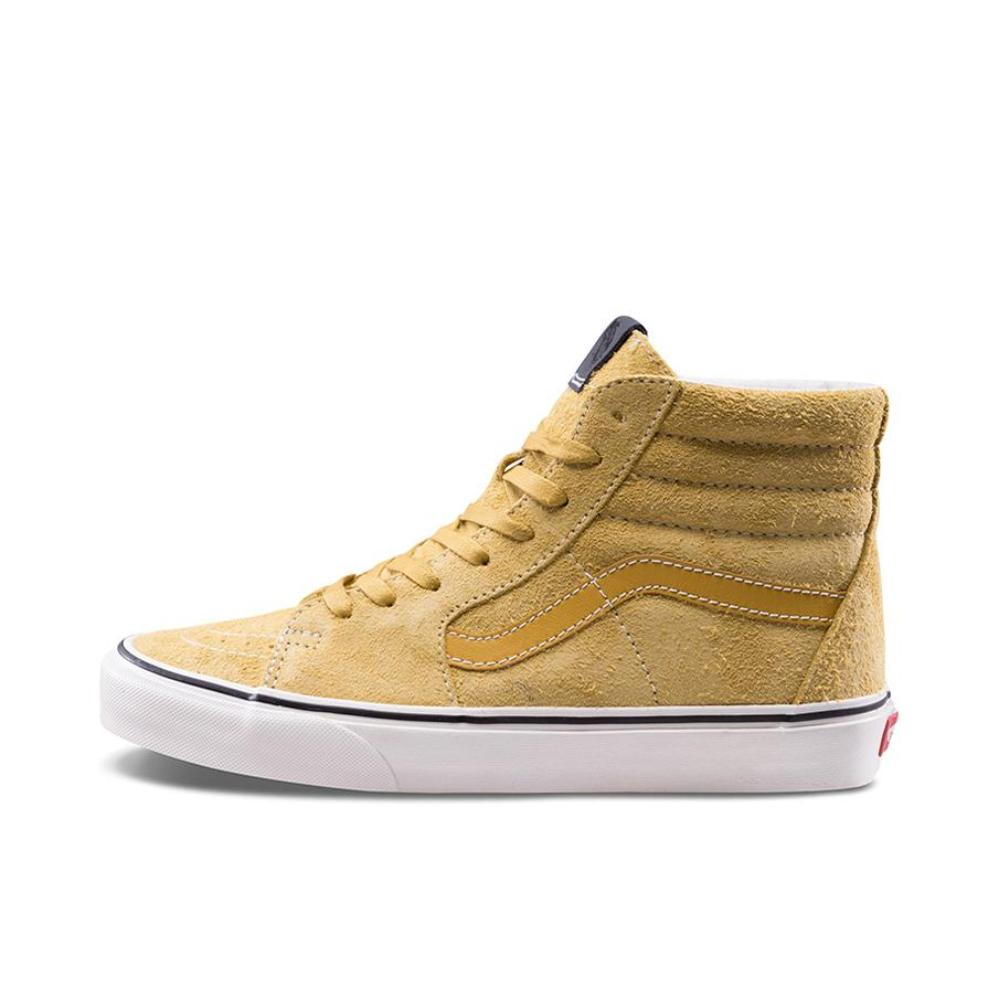 推荐商品：Vans/范斯 SK8-Hi 板鞋 潮流经典拼接复古街头厚底 Sandy Brown/White 卡其麂皮
