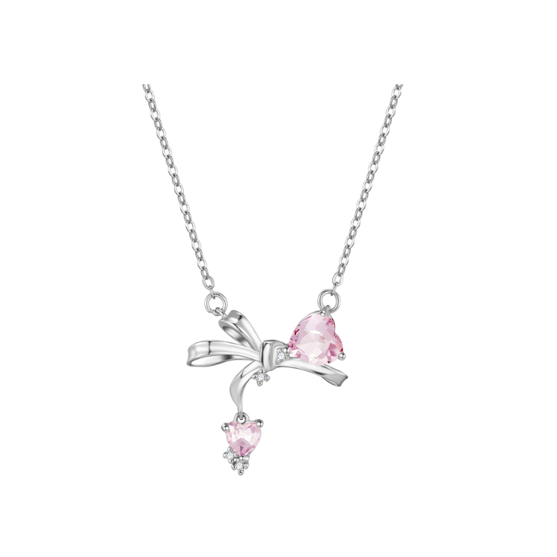 推荐商品：softdora/索缇朵 氧气女孩钻石蝴蝶结镶钻925银项链 SD-ND5182S