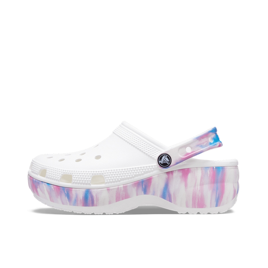 推荐商品：Crocs/卡骆驰 Classic Platform Clog 凉鞋 经典云朵防滑耐磨轻便包头厚底增高缓震坡跟外穿 白色/紫色