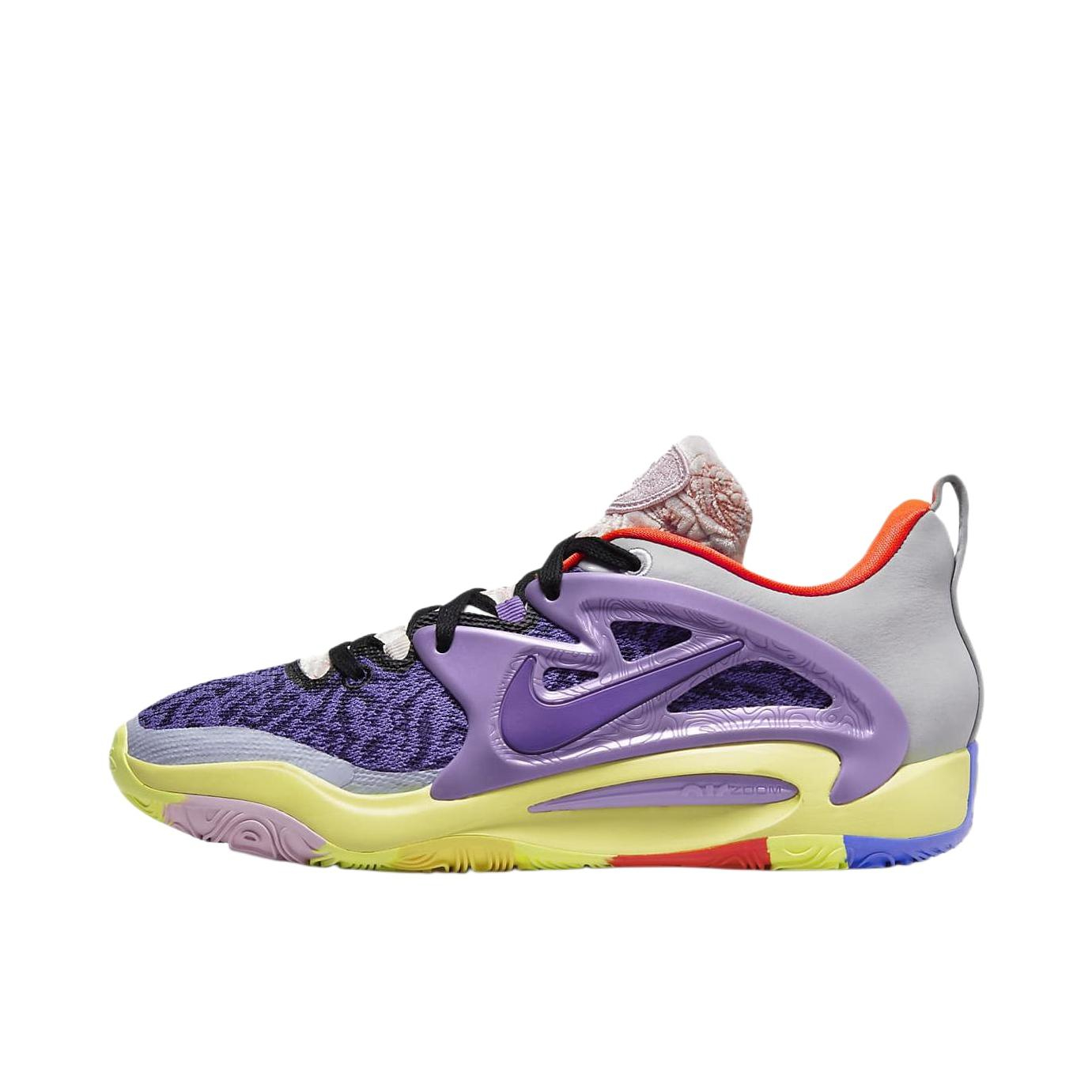 推荐商品：Nike KD 15 杜兰特 Strobel 缓震透气 防滑耐磨 圆头 包裹性 支撑 篮球鞋 鸳鸯/紫色/黄色