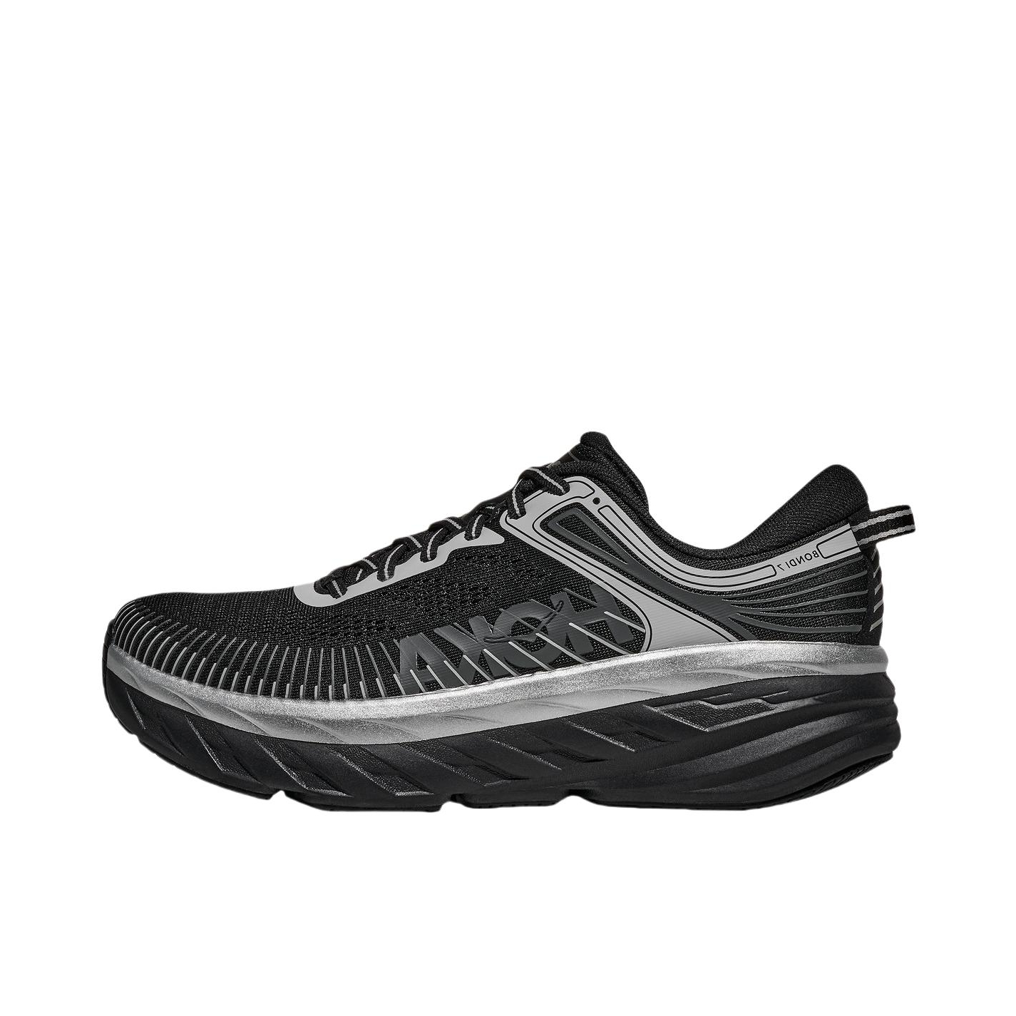推荐商品：HOKA ONE ONE Bondi 邦代 7 轻便透气 减震 织物 运动 跑鞋 黑色/星尘灰