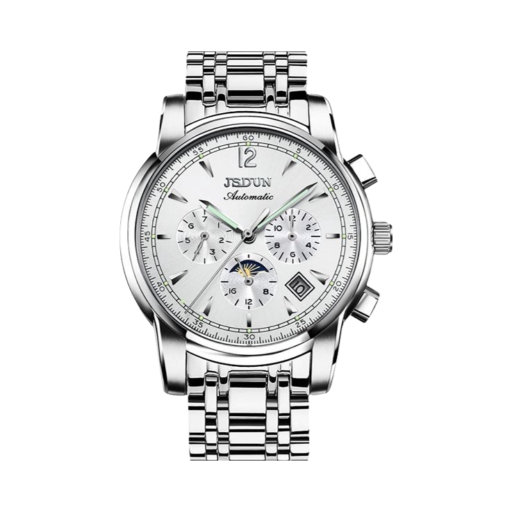 推荐商品：JSDUN/金仕盾 40mm 钢带防水多功能全自动机械男士手表
