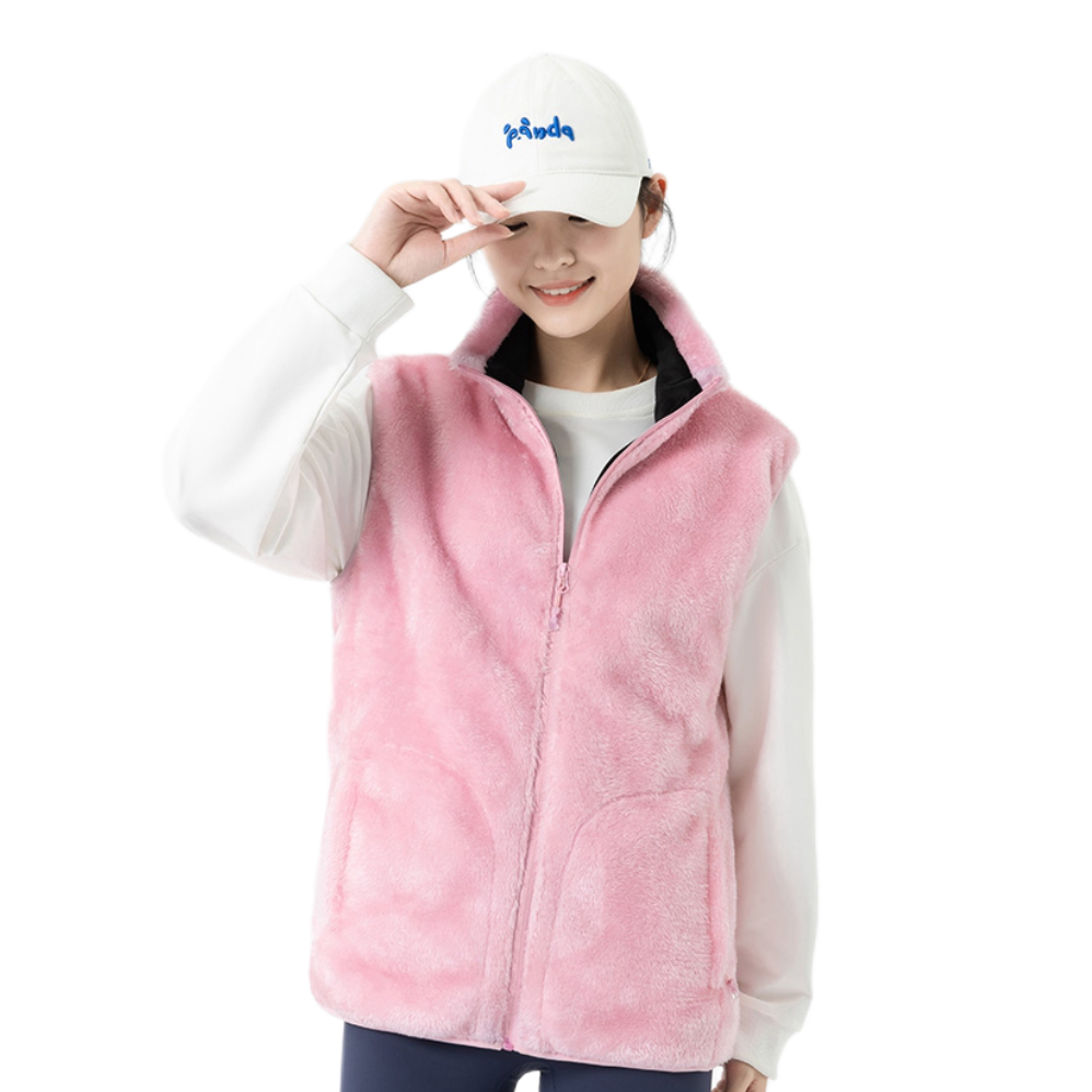 推荐商品：B.S.HORSE/黑仕马 9区自动发热充电温控摇粒绒马甲 男女同款 H1987 粉