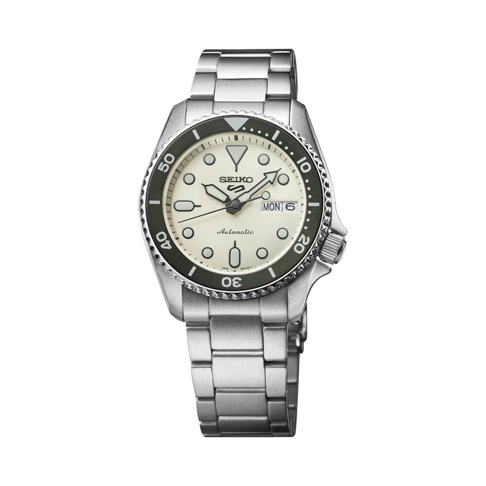 推荐商品：Seiko/精工 5号 运动潮流钢带防水自动机械男女同款手表