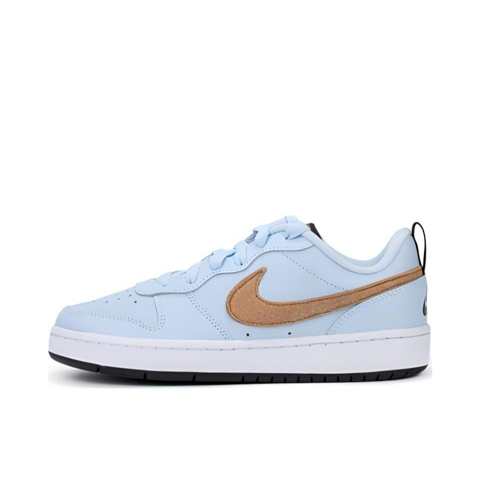 推荐商品：Nike Court Borough 2 板鞋 复古时尚支撑舒适百搭轻便防滑 浅蓝/金色