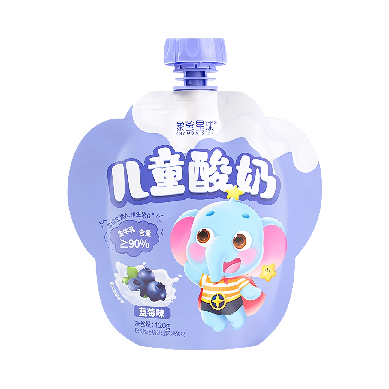 推荐商品：象爸星球 儿童酸奶 120g 袋装 蓝莓味