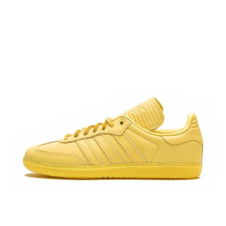 推荐商品：adidas Pharrell Humanrace Samba 运动休闲鞋 防滑耐磨舒适平跟百搭潮流 黄色