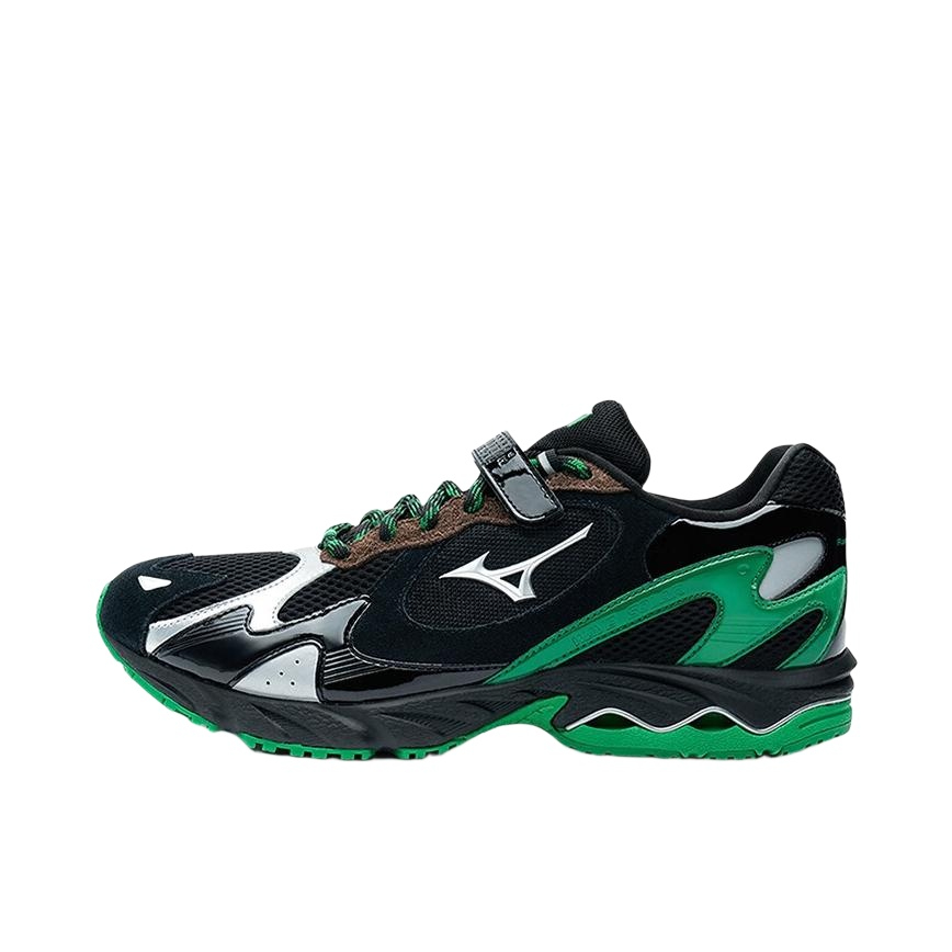 推荐商品：Mizuno/美津浓 Wave Solar 防滑耐磨 健身训练 缓震回弹 网布透气 织物 运动休闲鞋 Randomevent联名/黑色/叶绿/银色