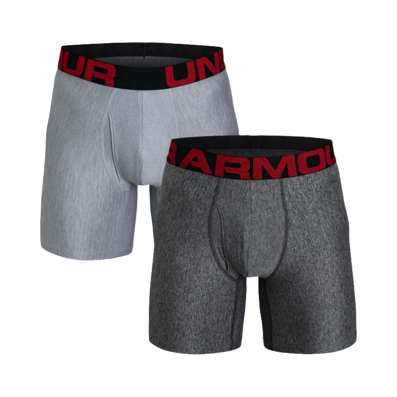 推荐商品：Under Armour Tech 跑步健身透气平角修身运动6英寸四角内裤 1363619 浅灰+深灰/2条装