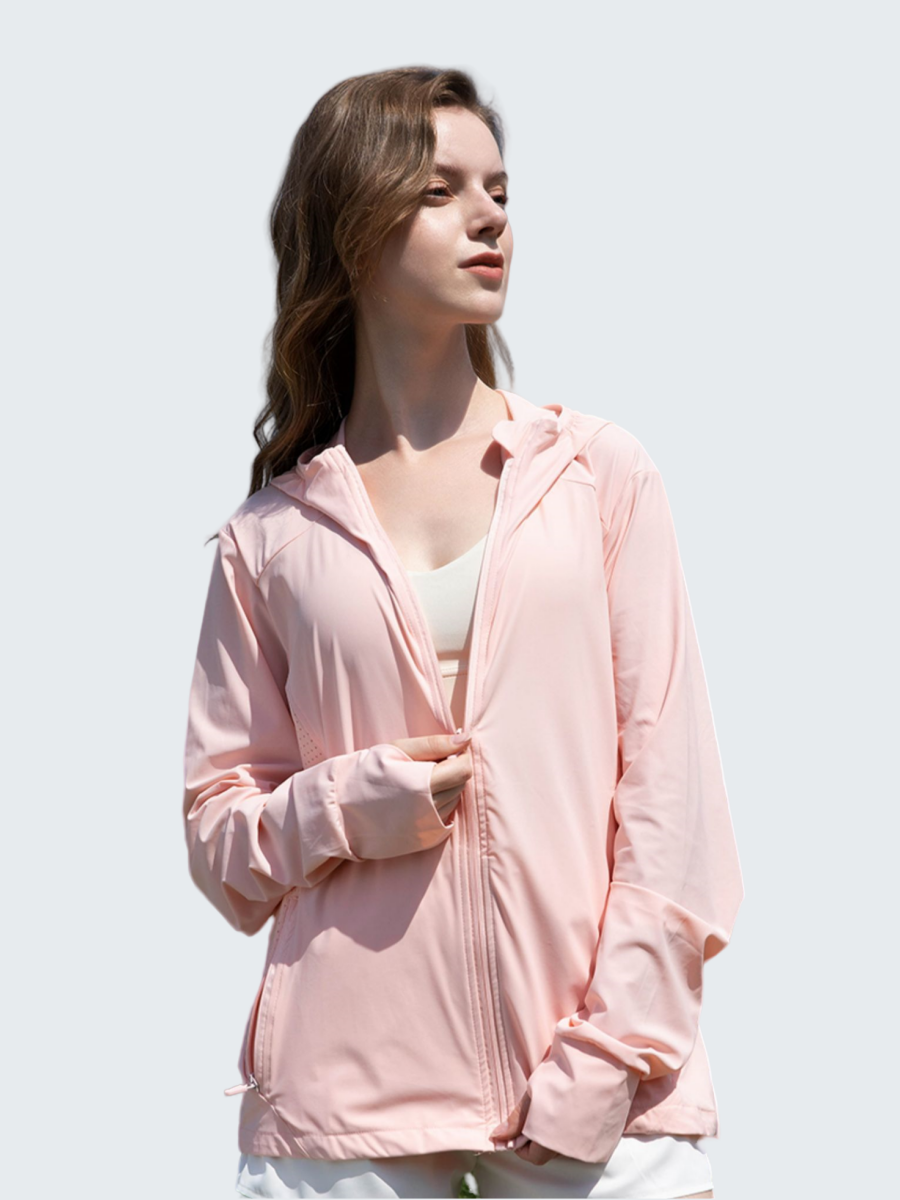 推荐商品：【孔雪儿同款】小町娘 纯色拉链透气防晒衣 女装 FSF-01 粉