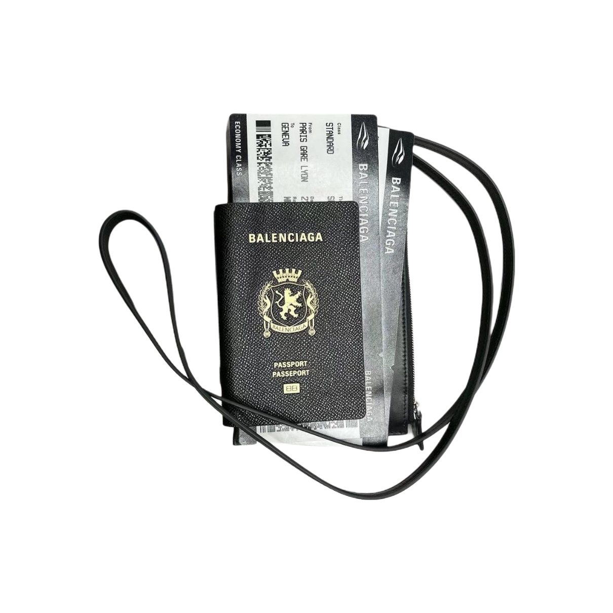 推荐商品：Balenciaga/巴黎世家 可拆斜挎肩带拉链开合做旧金属配件半哑光柔软纹理牛皮革护照包卡包