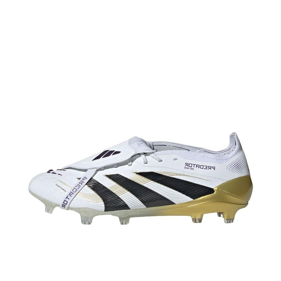 推荐商品：adidas Predator Elite FT FG 猎鹰25 足球鞋 顶级胶质长钉硬天然草场耐用支撑 白色/黑色/金色