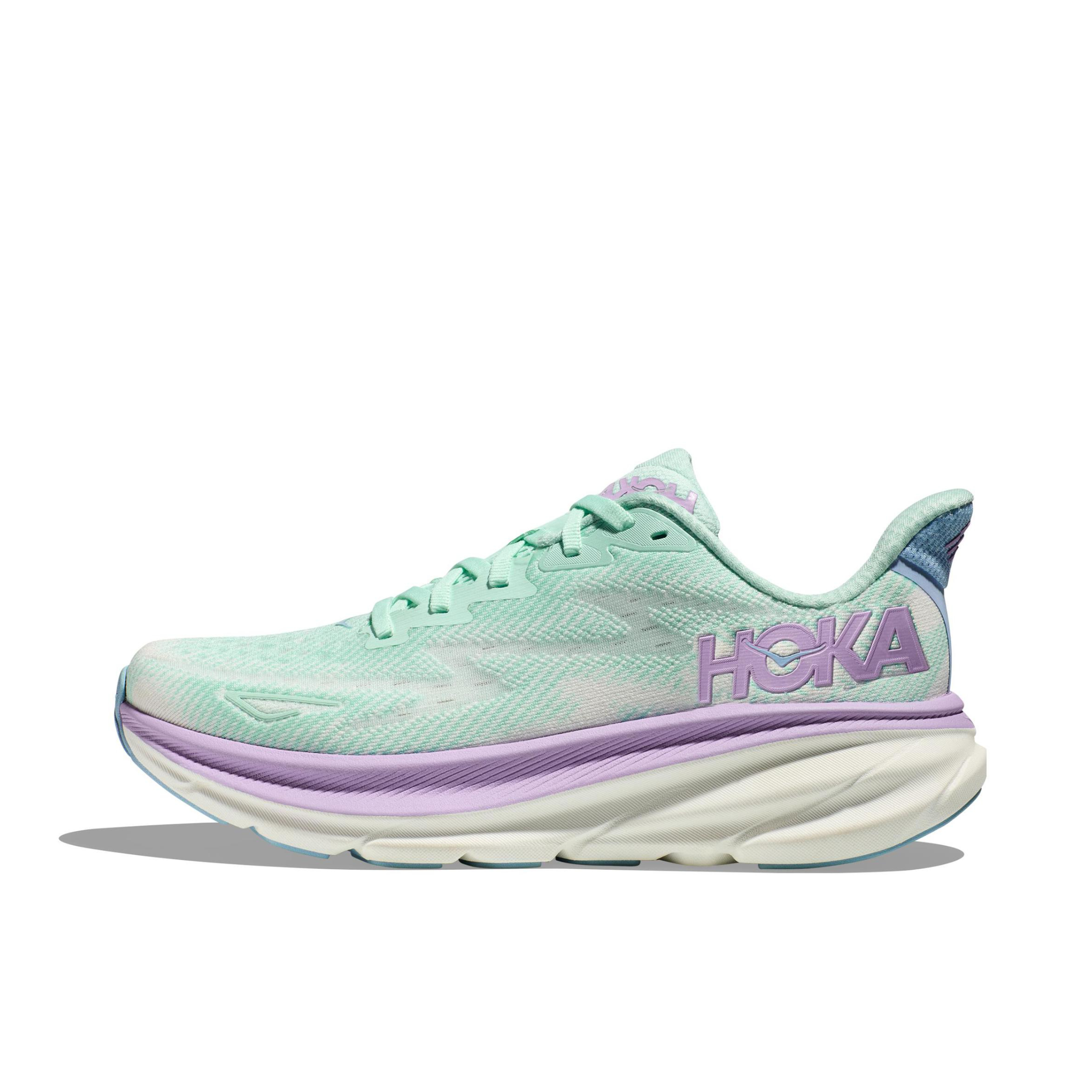 推荐商品：HOKA ONE ONE Clifton 9 克利夫顿 9 舒适减震 跑鞋 青色/紫色