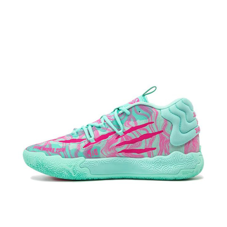 推荐商品：Puma/彪马 MB.03 拉梅洛鲍尔3代 NITRO 中底 缓震 防滑耐磨 圆头 时尚百搭 篮球鞋 绿色/粉色