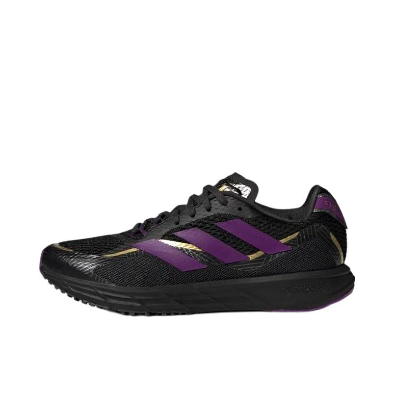 推荐商品：adidas SL20.3 跑鞋 舒适减震防滑耐磨网布透气织物合成革休闲运动低帮 漫威联名/黑色/紫色