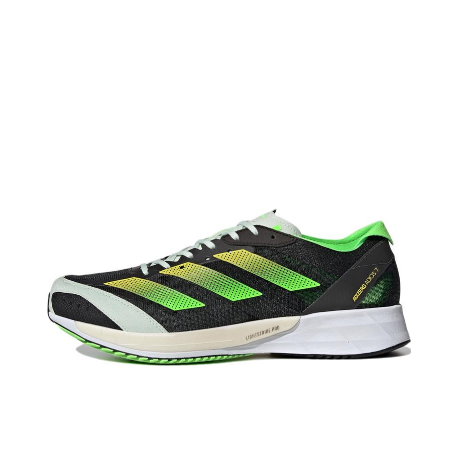 推荐商品：adidas Adizero Adios 7 跑鞋 减震织物马拉松碳板轻便体考训练防滑 黑色/绿色