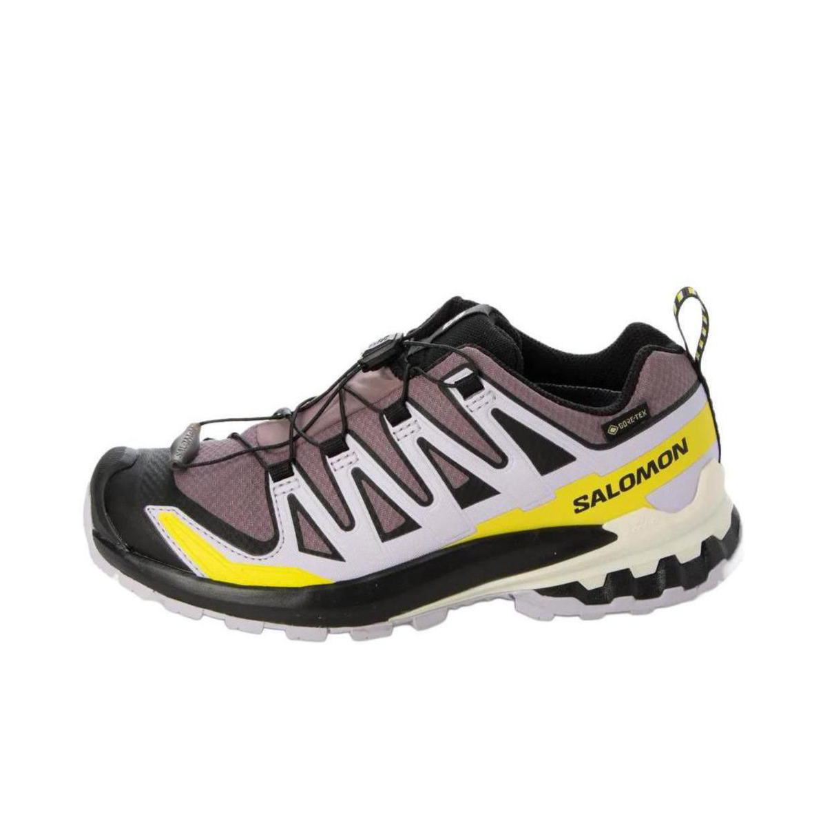 推荐商品：Salomon/萨洛蒙 XA Pro 3D V9 GTX 防滑耐磨 防水 网布 减震支撑 越野跑鞋 女款/灰色/黄色 