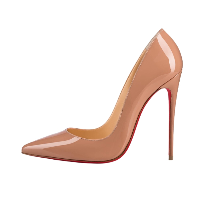 推荐商品：Christian Louboutin So Kate 120 休闲简约 耐磨 尖头 皮革 套脚 细跟 高跟鞋 3130694BK01 裸色