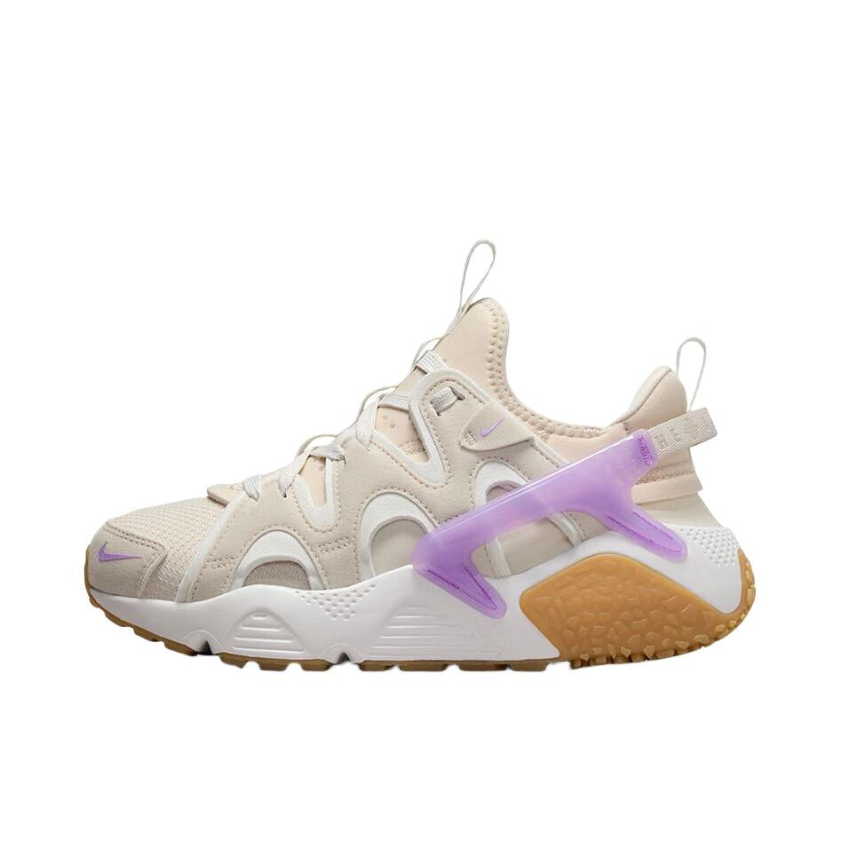 推荐商品：Nike Air Huarache 跑鞋 轻便透气舒适耐磨缓震复古防滑织物合成革运动低帮圆头 米色/紫色