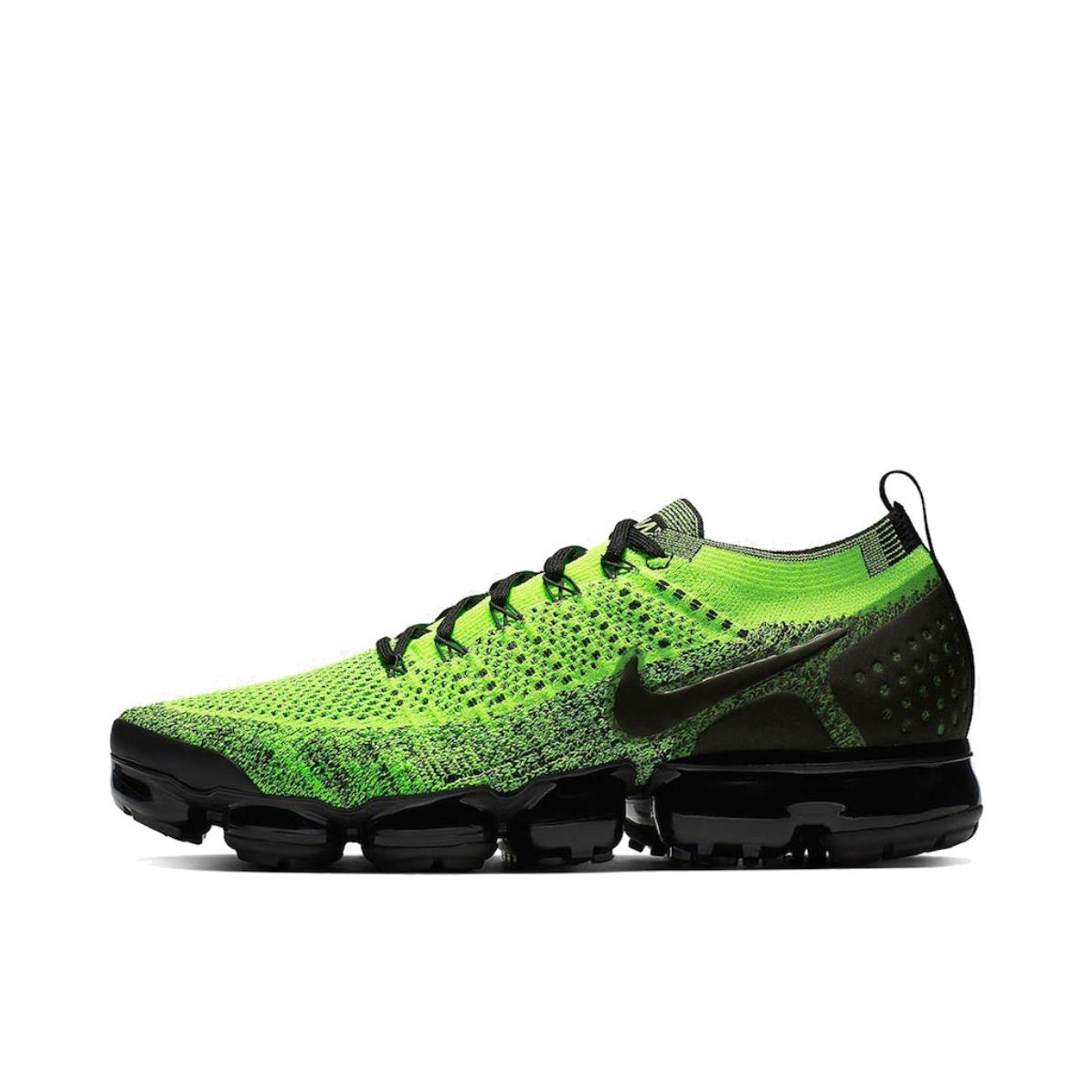推荐商品：Nike Air VaporMax 2.0 跑鞋 飞线缓震耐磨舒适轻便防滑回弹网布透气复古百搭圆头 Volt Black 荧光绿/黑