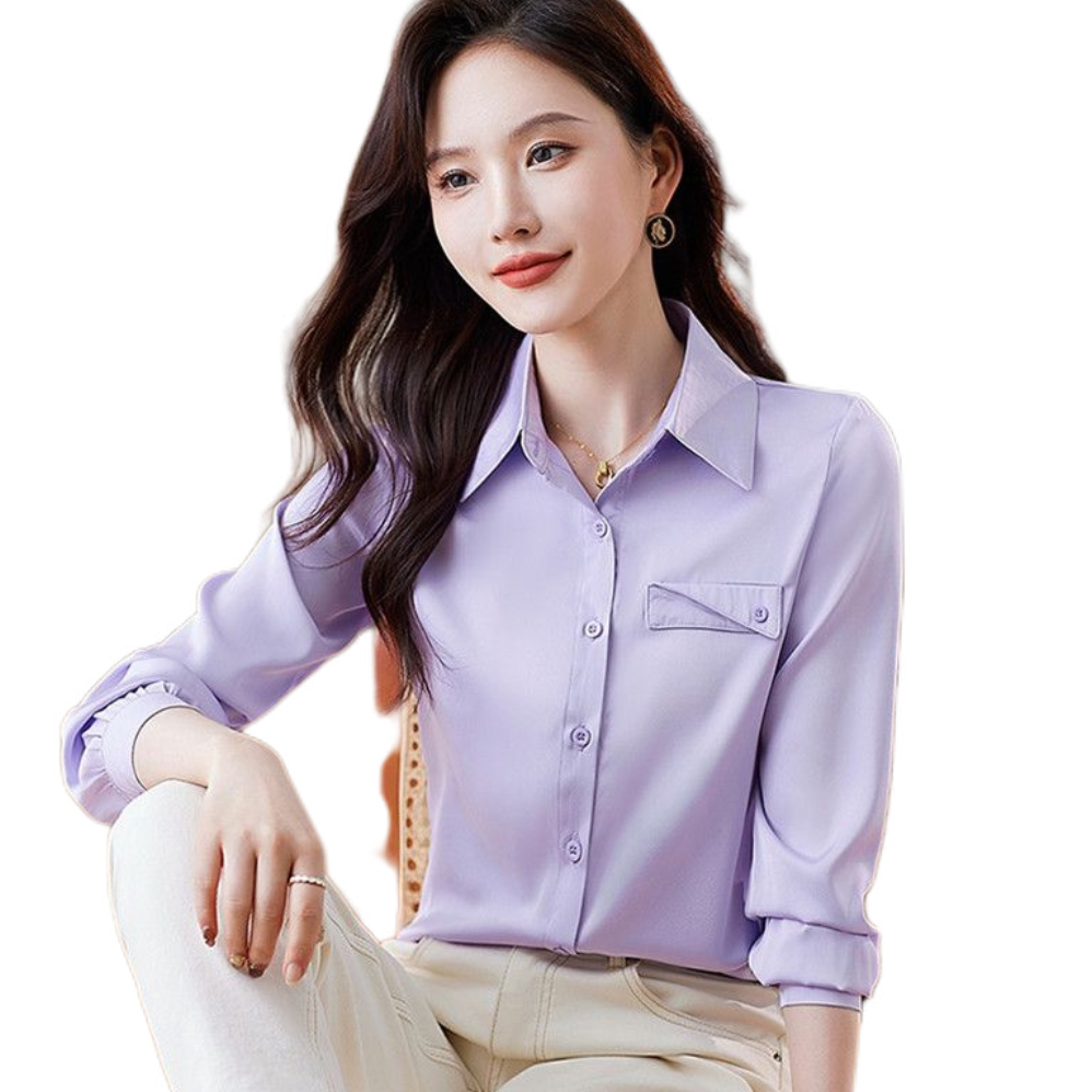推荐商品：Jeanswest/真维斯 雪纺职业长袖衬衫 女装 紫