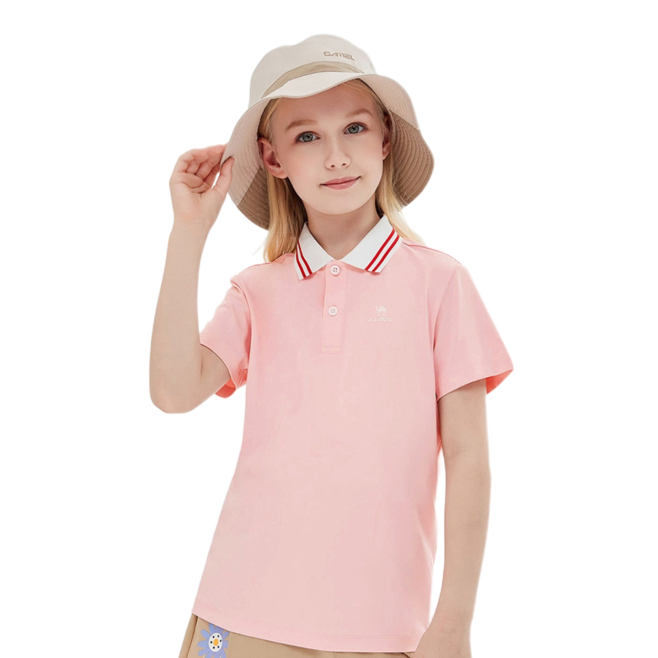 推荐商品：Camel/骆驼童装 速干防晒凉感短袖Polo衫 儿童中大童 N11HBA9F042 糖果粉