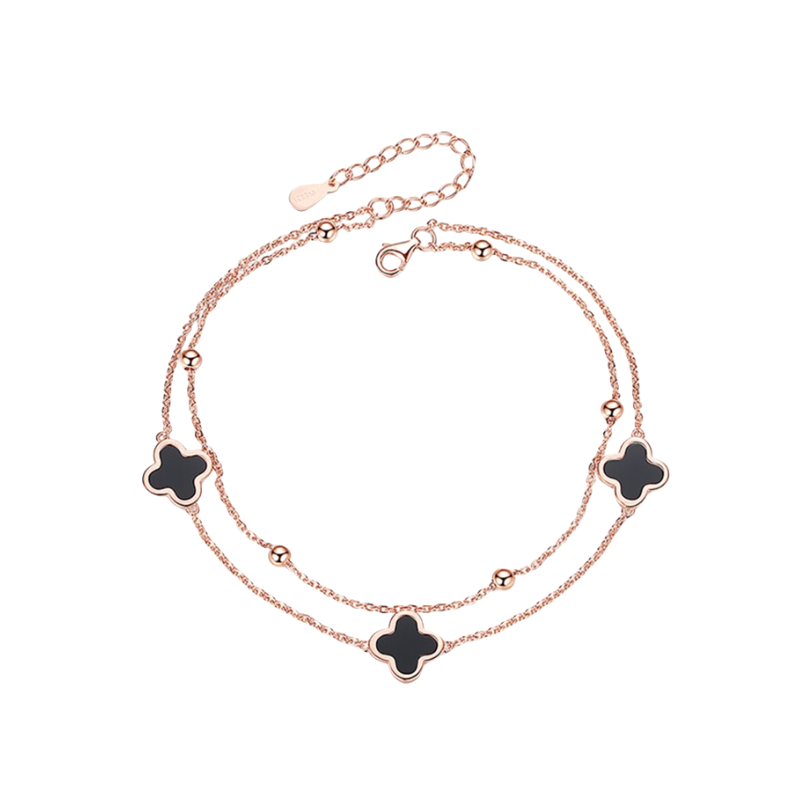 推荐商品：CHIEMOT/倾情 双层四叶草S925银脚链 CL002-1