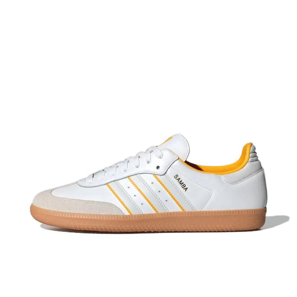 推荐商品：adidas Originals Samba OG T头鞋 板鞋 经典复古舒适百搭耐磨合成革圆头薄底贴合 白色/黄色