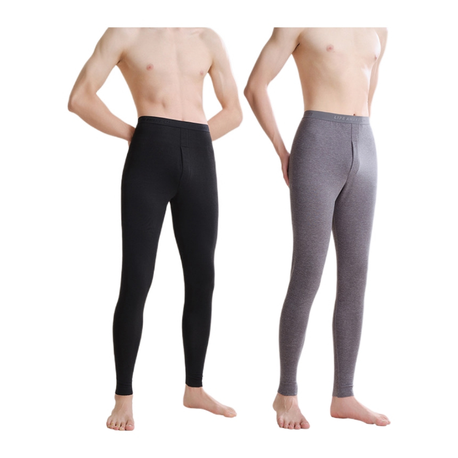 推荐商品：HLA/海澜之家 抗菌中腰高弹保暖裤 HBANYM4ADO1181 黑+灰/2条装