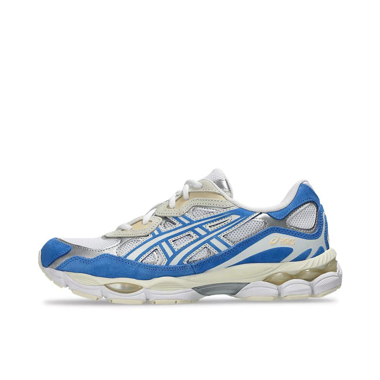 推荐商品：Asics/亚瑟士 Gel-NYC 跑鞋 圆头缓震防滑耐磨机能风复古潮流织物合成革贴合支撑耐穿 蓝色/米色