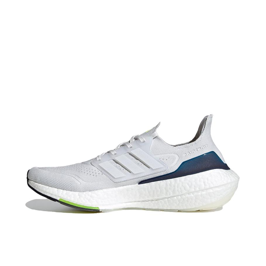 推荐商品：adidas UltraBoost 21 跑鞋 经典透气缓震织物防滑支撑防水马拉松抗扭转回弹圆头 灰色/藏青/白色