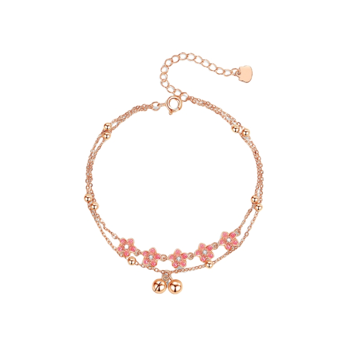 推荐商品：YINCHIE/银千惠 在逃公主风撼花铃S925银脚链 JL0219