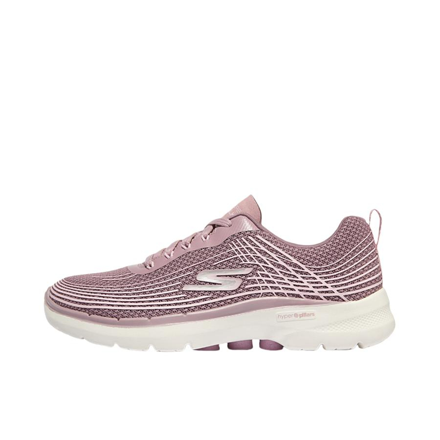 推荐商品：Skechers/斯凯奇 Go Walk 6 防滑耐磨 缓震回弹 网布透气 运动 网面 软底 一脚蹬 闪穿 跑鞋 茱萸粉/白色