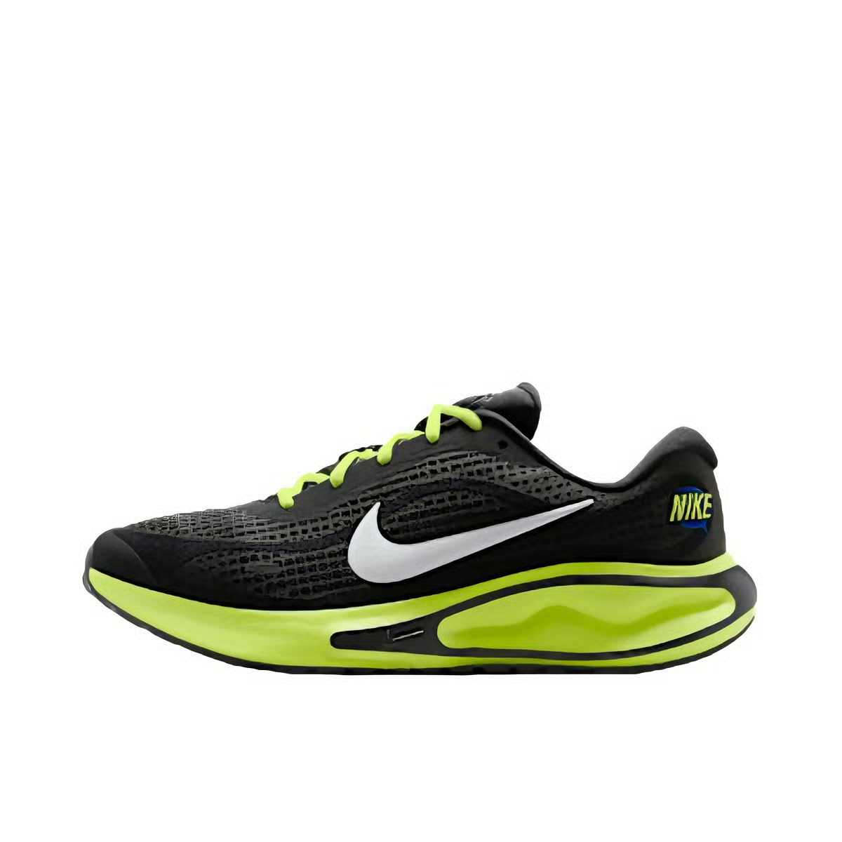 推荐商品：Nike Journey Run 跑鞋 缓震轻便防滑耐磨休闲简约训练长跑短跑织物运动贴合圆头支撑 黑色/荧光黄/煤黑/白色