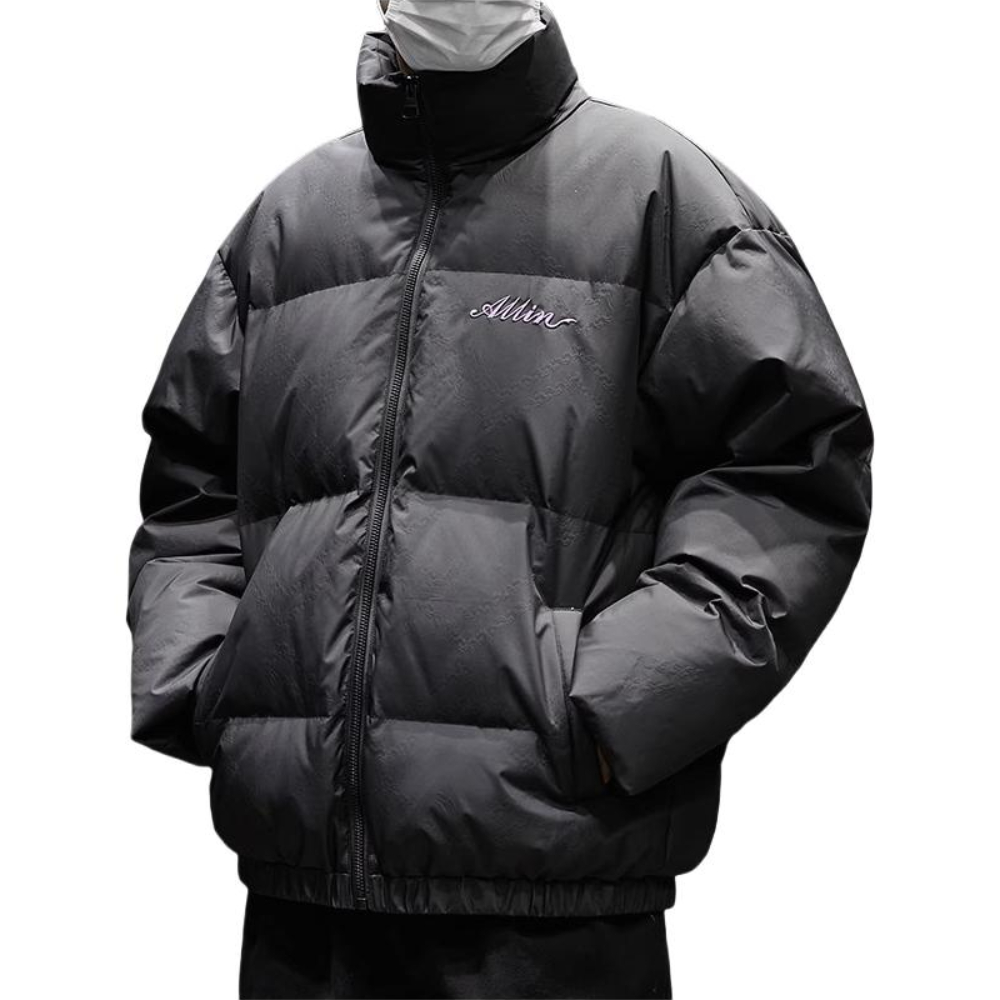 推荐商品：隐狼世家 立领保暖加厚字母刺绣羽绒服 GY7189 黑
